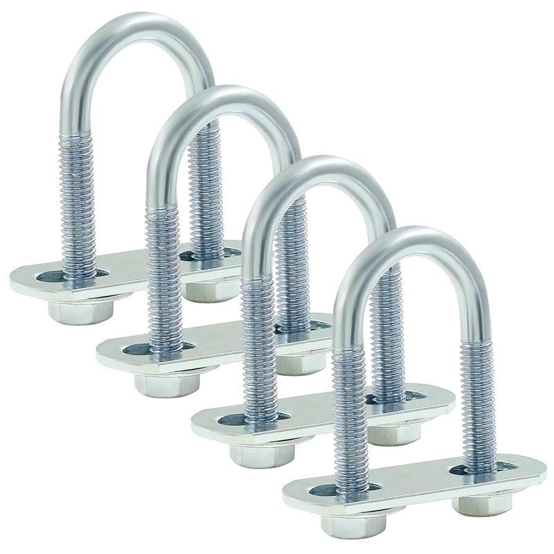 Moicstiy 4 Sets M6 U Bolts 3/4 Inch Wide, Round U-Bolts with Frame Plates, Nuts, and Washer, Zinc Plated Steel U Clamp for Trailers, Boats (20 mm x 50 mm - Image 1